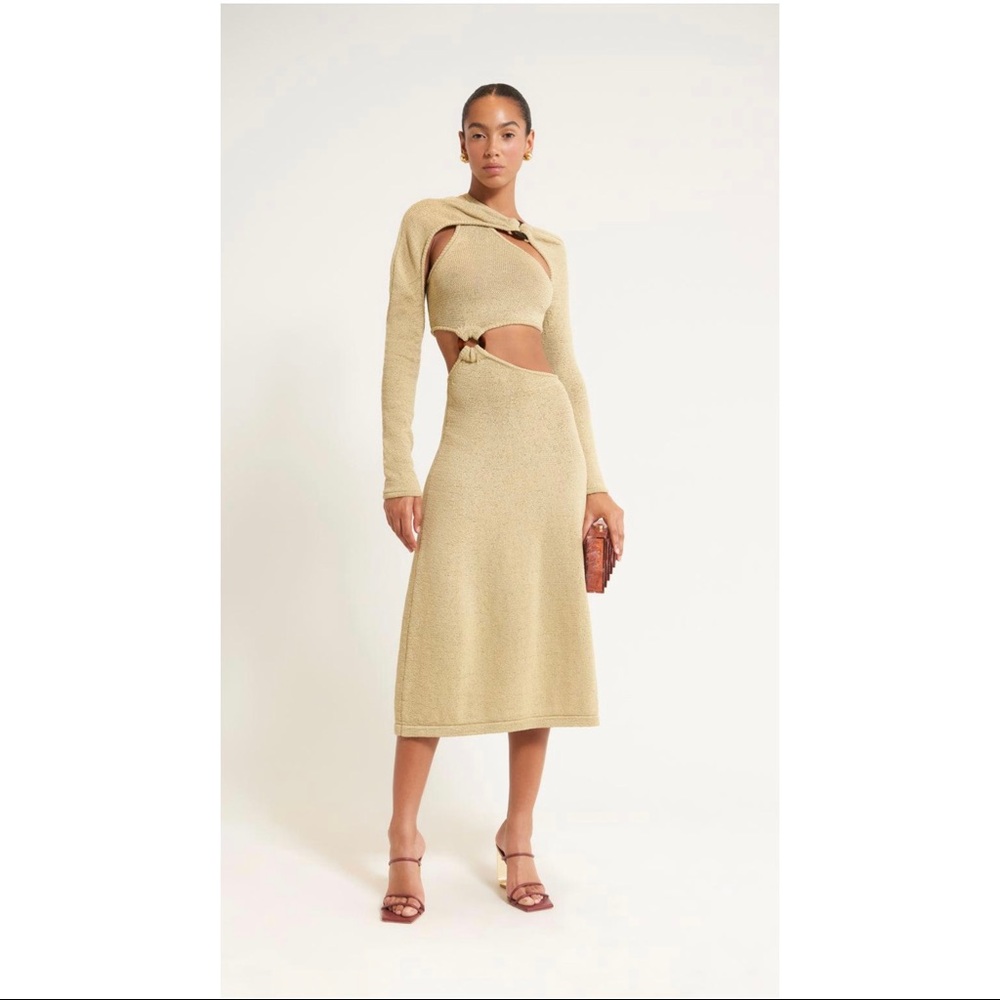 Cult Gaia Denice Knit Midi Dress - Natural Color - SIZE XS